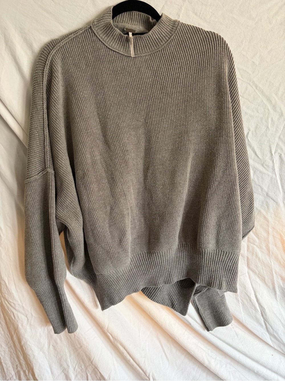 Free People Ribbed Mock Neck Sweater in Heather Gray